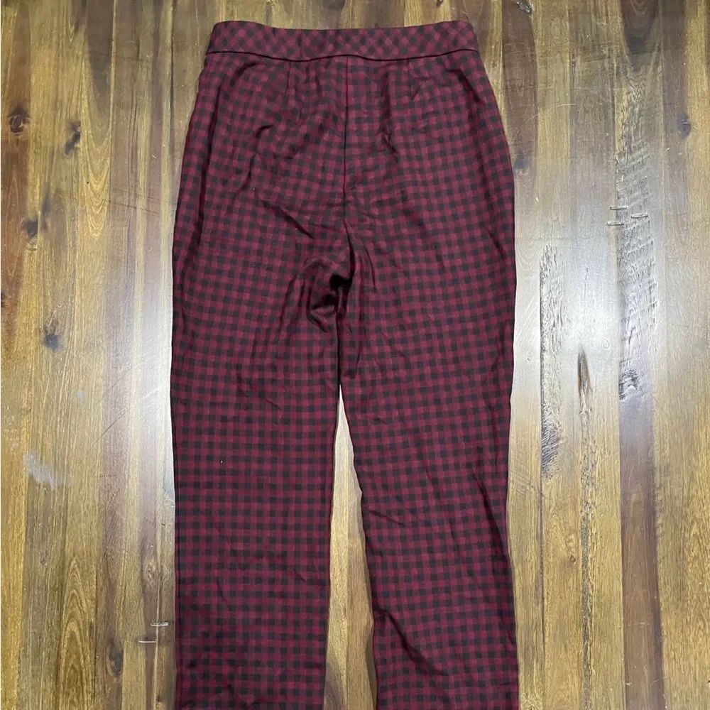 J. Jill Essential Ponte Slim-Leg Pants Red Black Plaid - XS